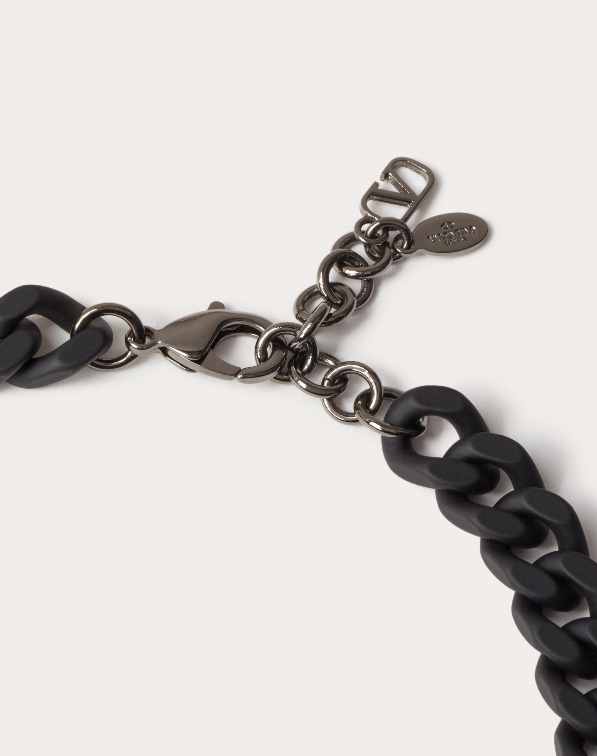 VLOGO SIGNATURE METAL NECKLACE WITH RUBBER-EFFECT FINISH - 4