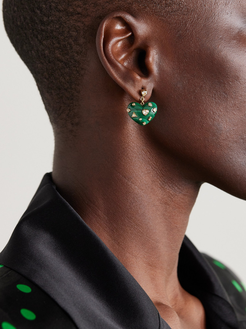 Yvonne Léon 9-karat Gold, Malachite And Topaz Earrings outlook
