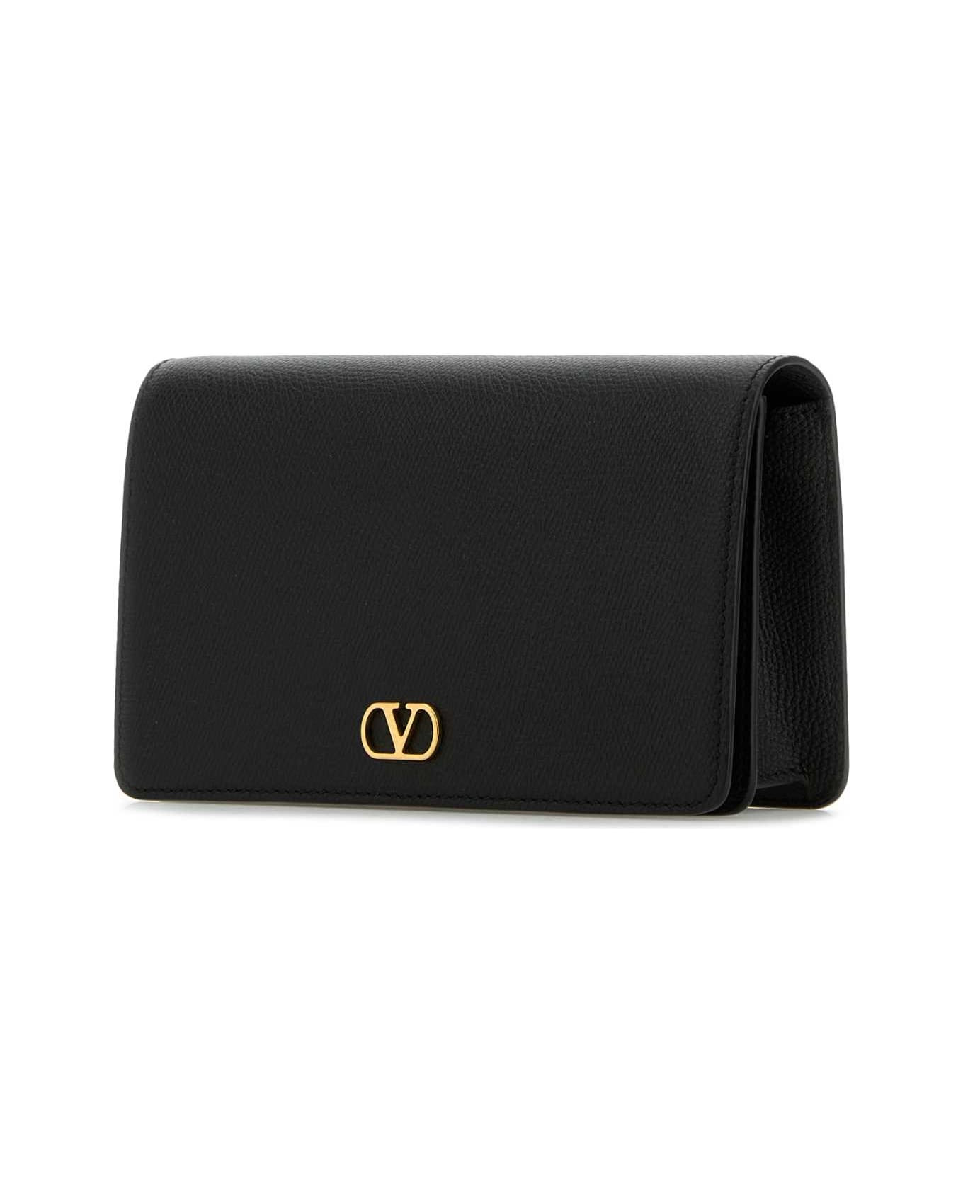 Black Leather Vlogo Signature Clutch - 2
