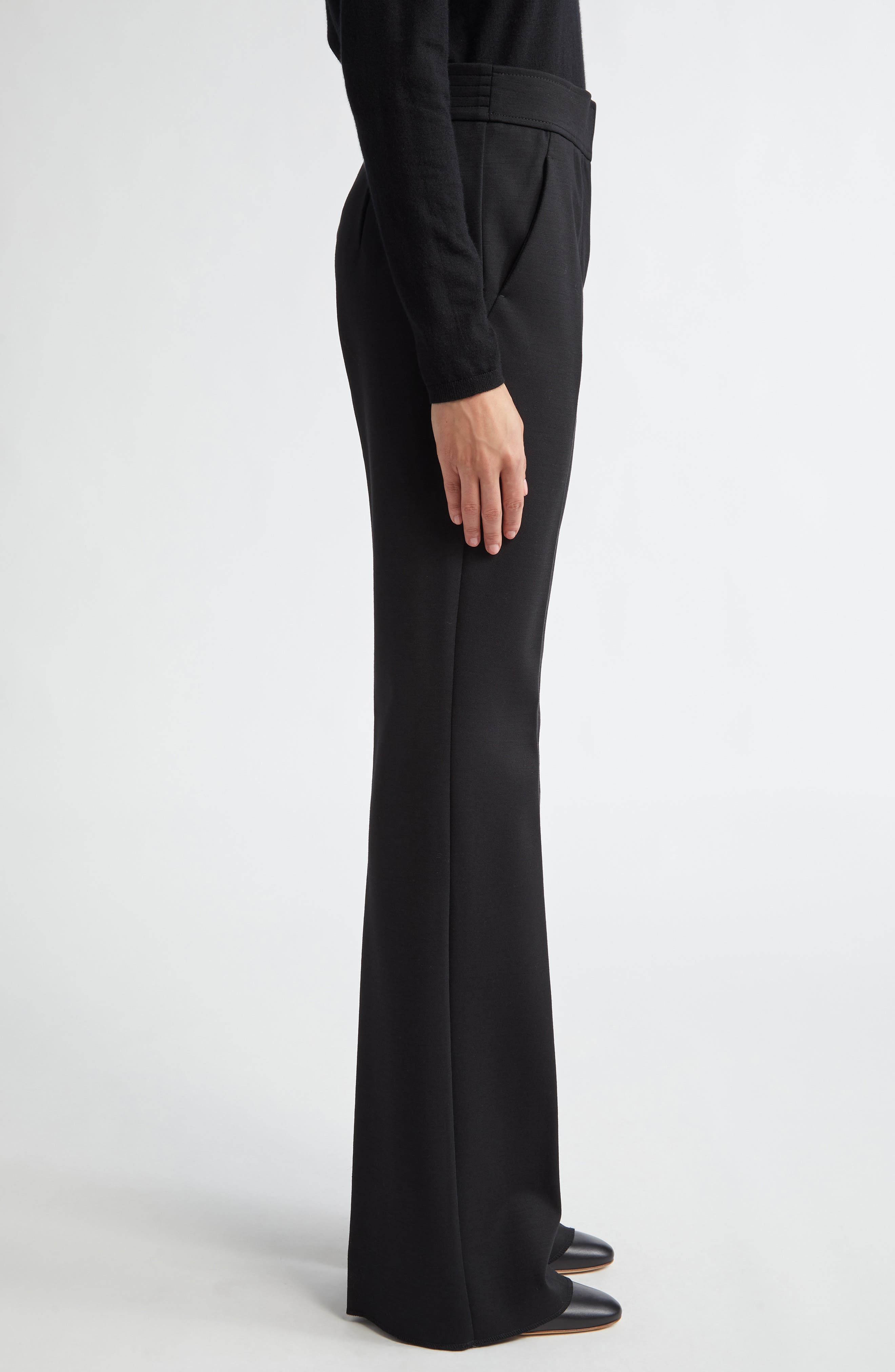 Max Mara Yana Jersey Flare Leg Pants in Black at Nordstrom - 4