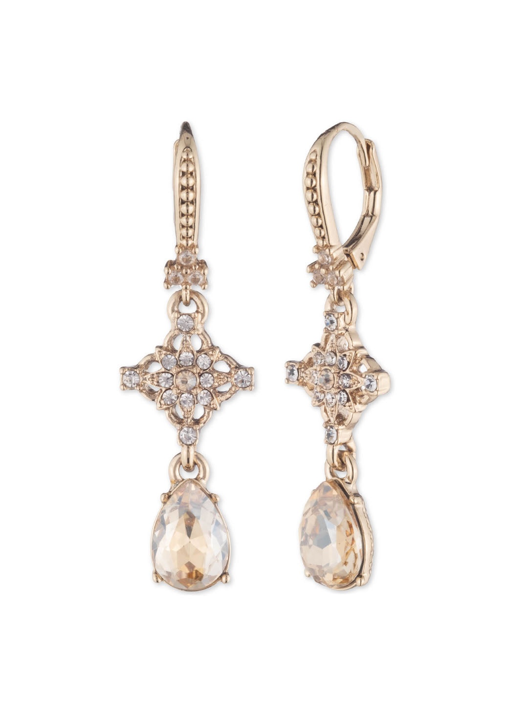 GOLD LACE STONE DROP EARRING - 1