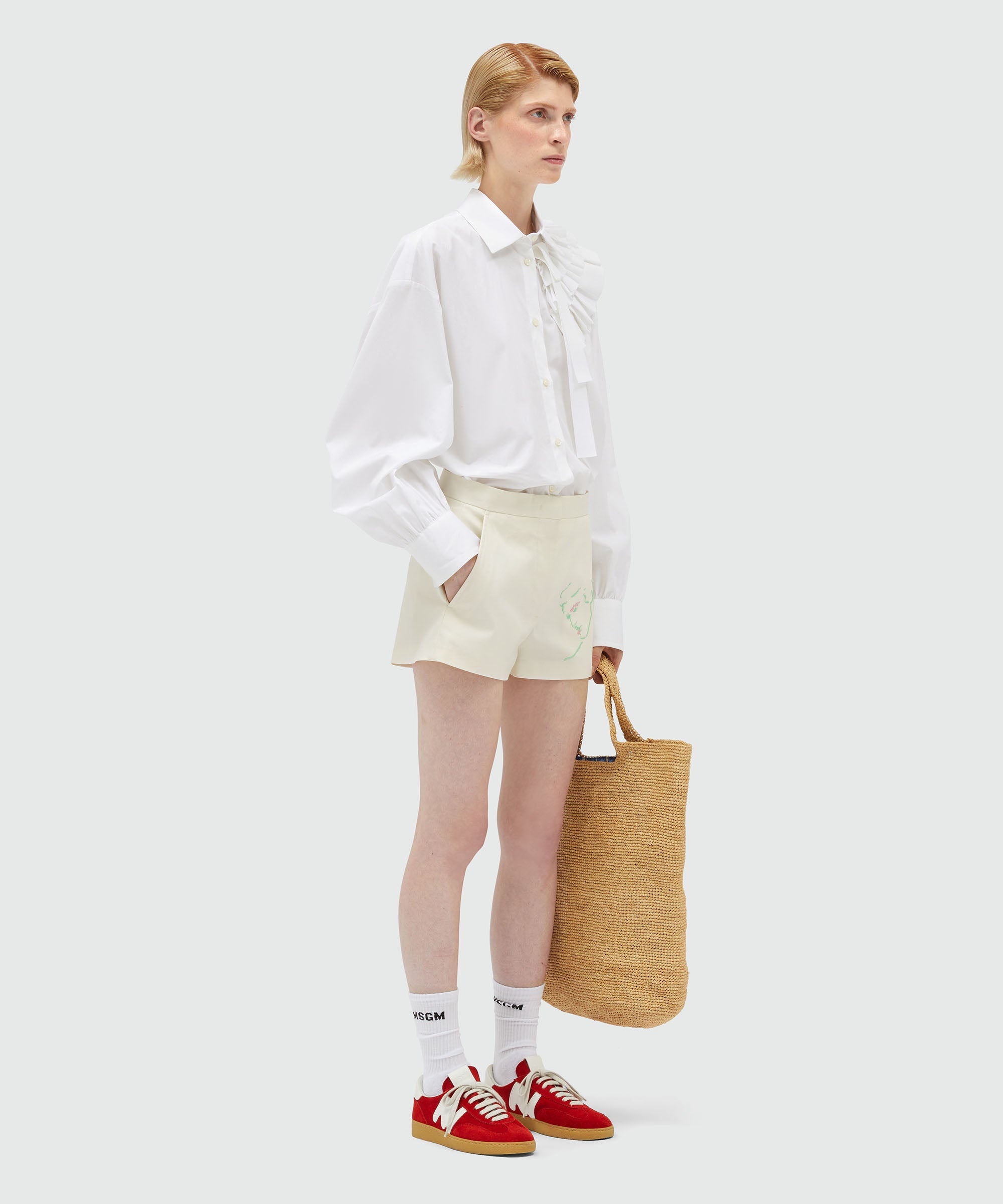 Cotton shorts with Luke Edward Hall x MSGM embroidery - 4