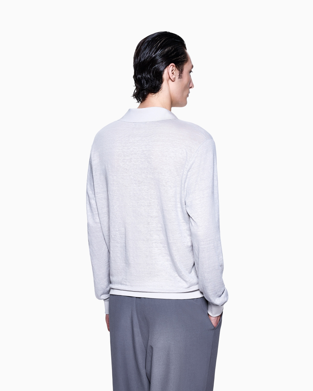 LONG-SLEEVED POLO SHIRT IN LINEN JERSEY - 3