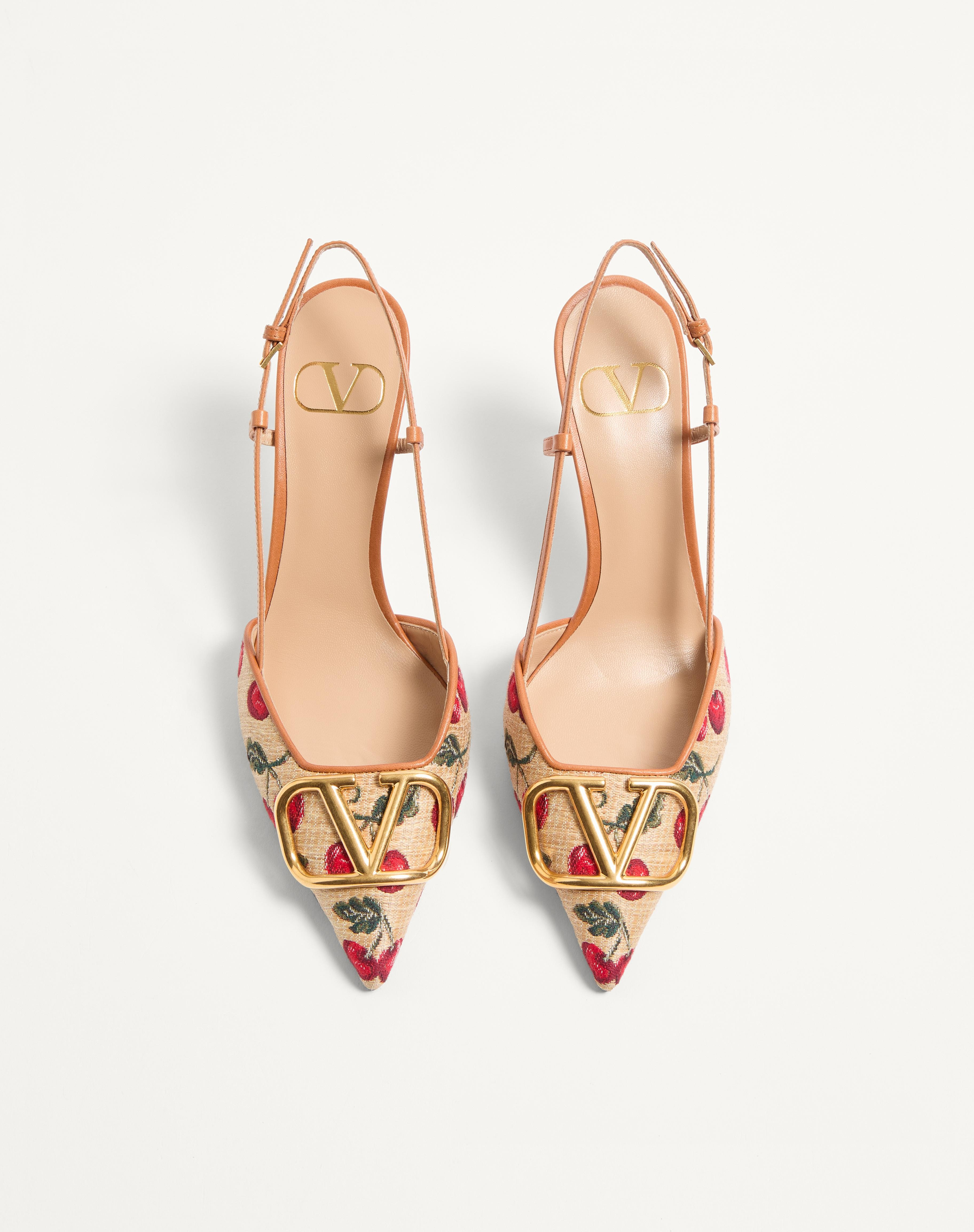 VLOGO SIGNATURE SLINGBACK PUMPS IN CHERRYFIC PATTERN 80MM - 3