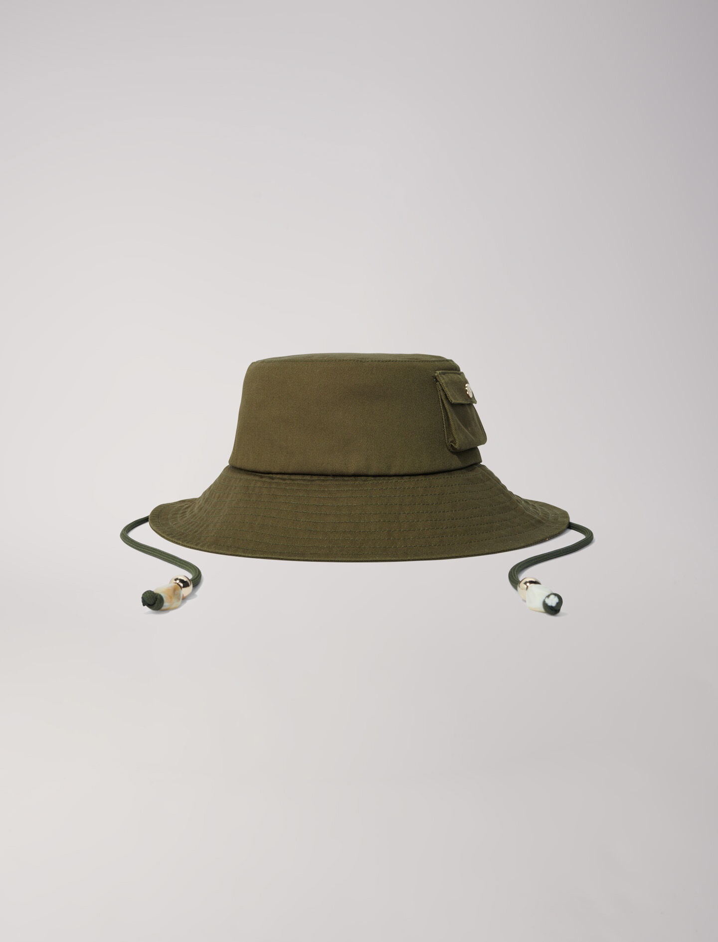 Beaded drawstring bucket hat - 1