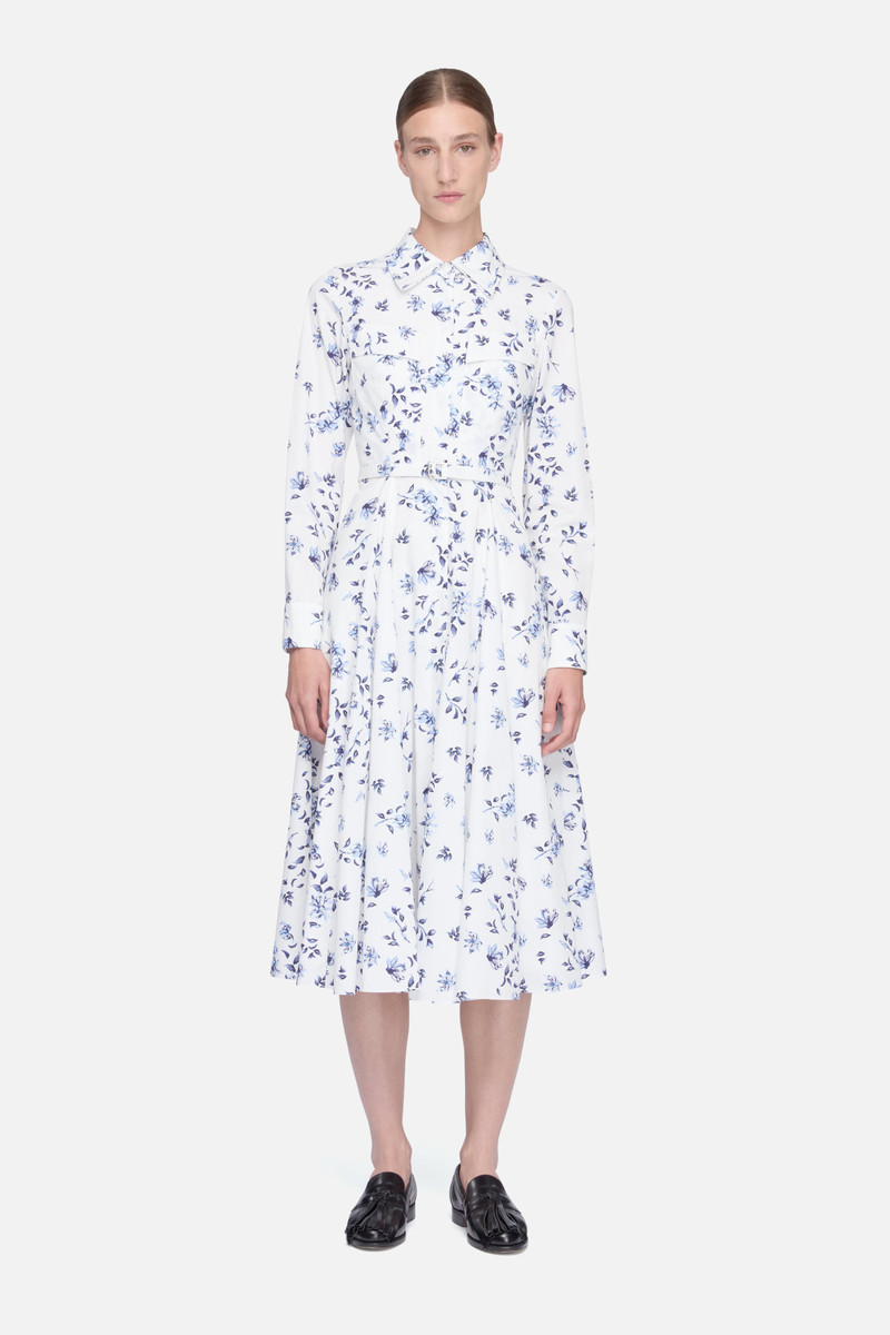EMILIA WICKSTEAD Emmalyna Dress in Blue Scattered Daisies on White Cotton outlook