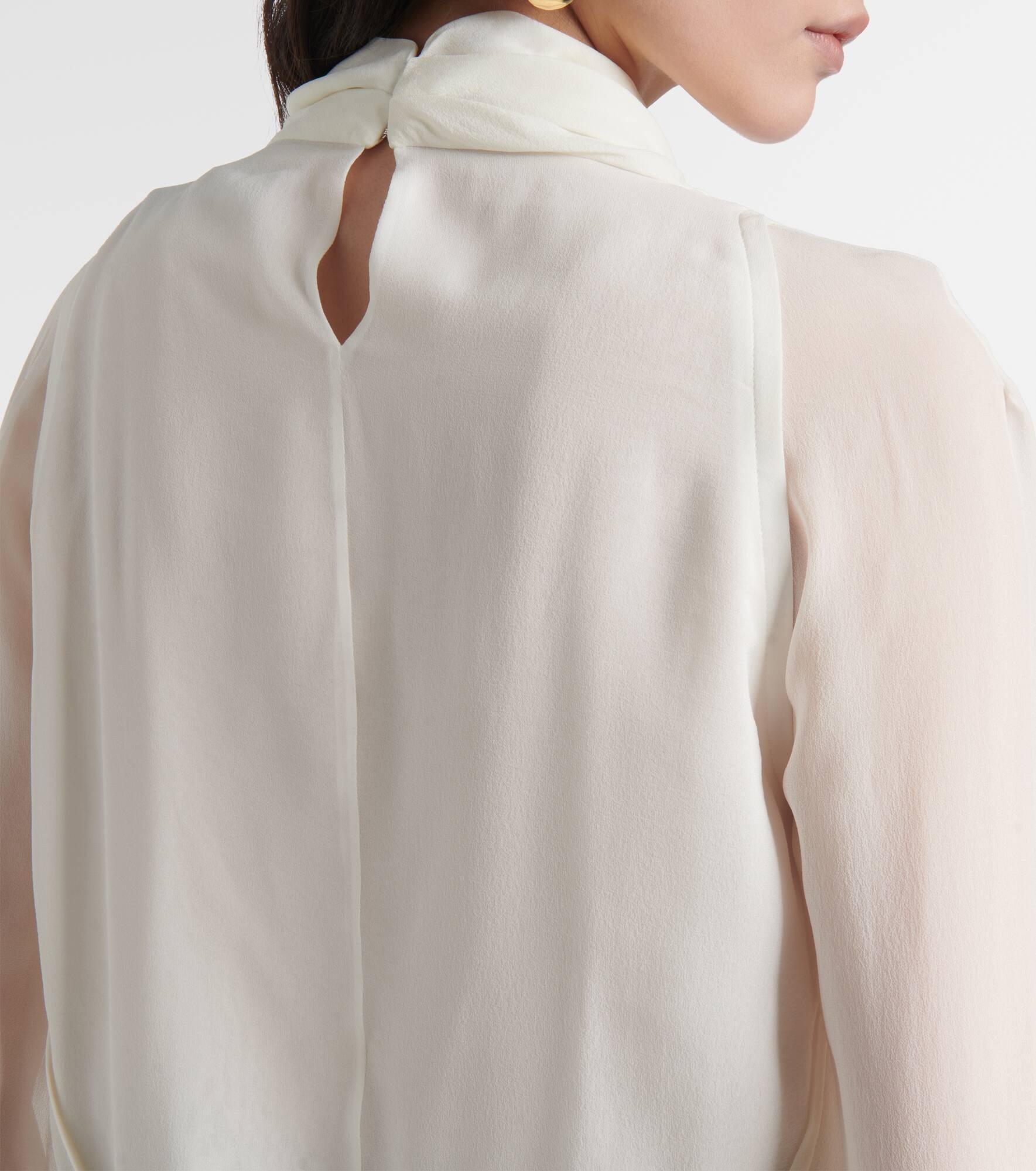 Cara draped high-neck silk top - 5