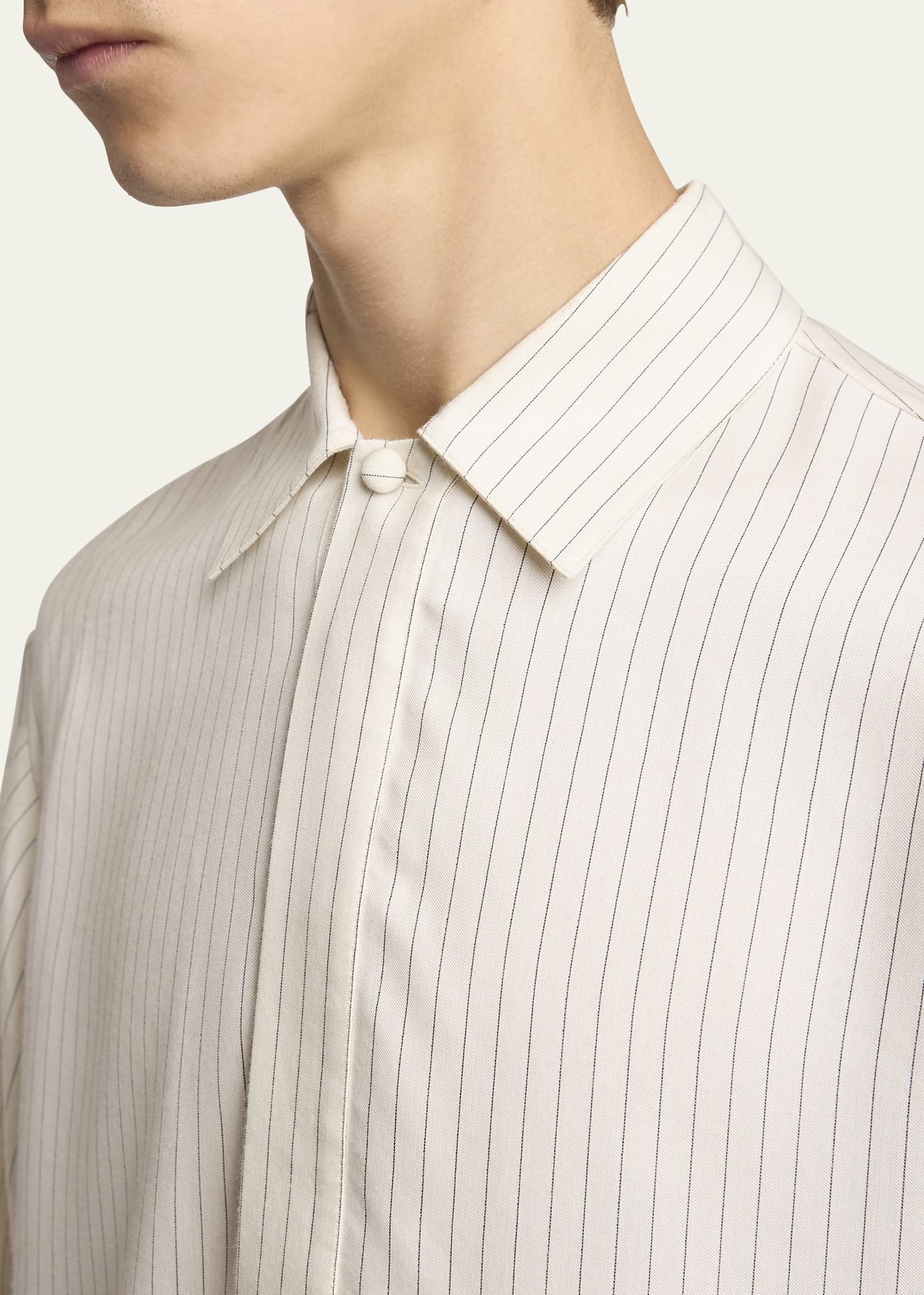 Men's Striped Half-Placket Dress Shirt - 5
