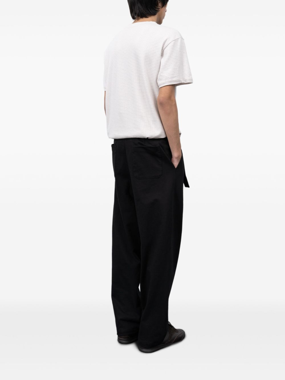 belted cotton trousers - 3