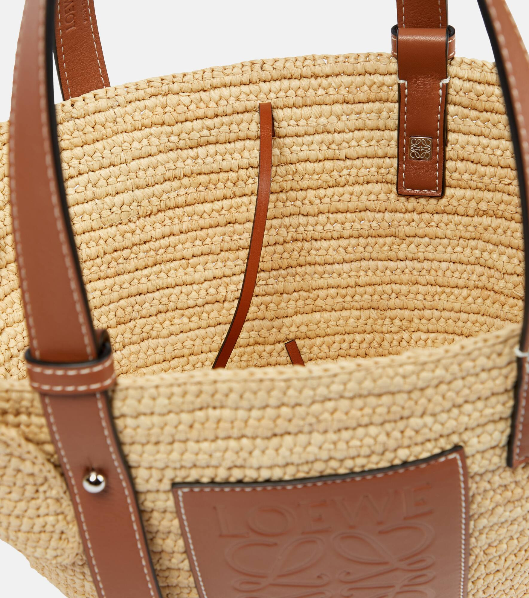 Elephant Small raffia and leather tote - 3