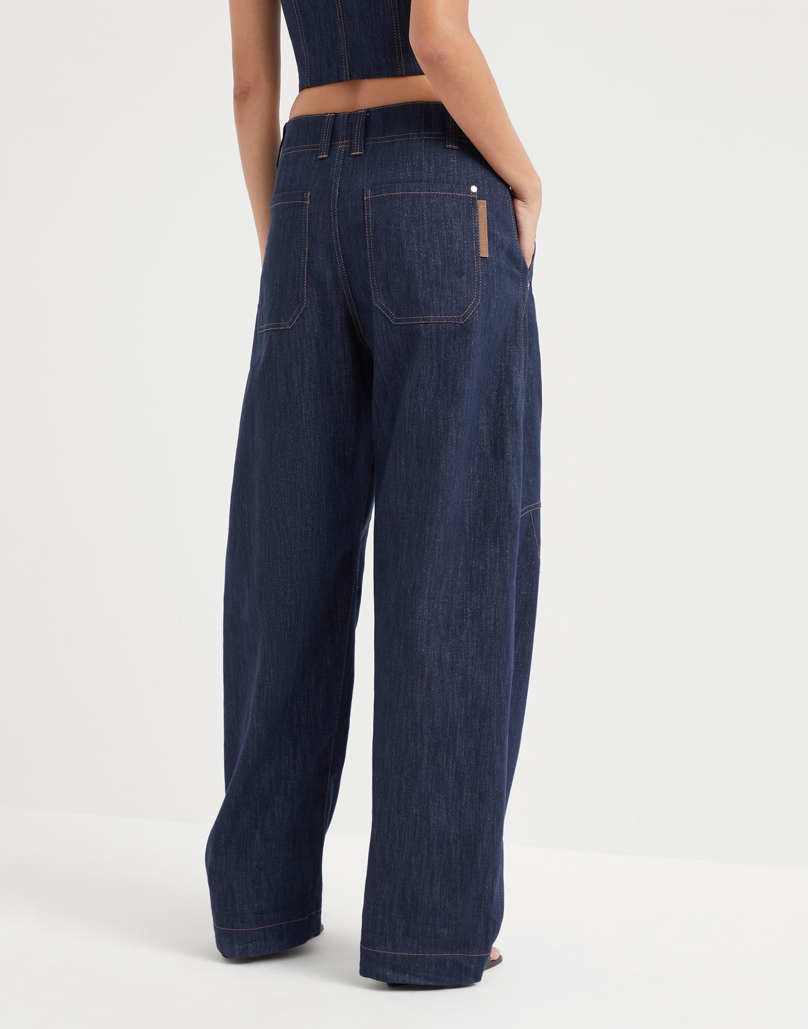 Sparkling denim curved trousers - 2