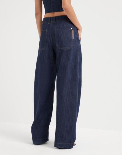Brunello Cucinelli Sparkling denim curved trousers outlook