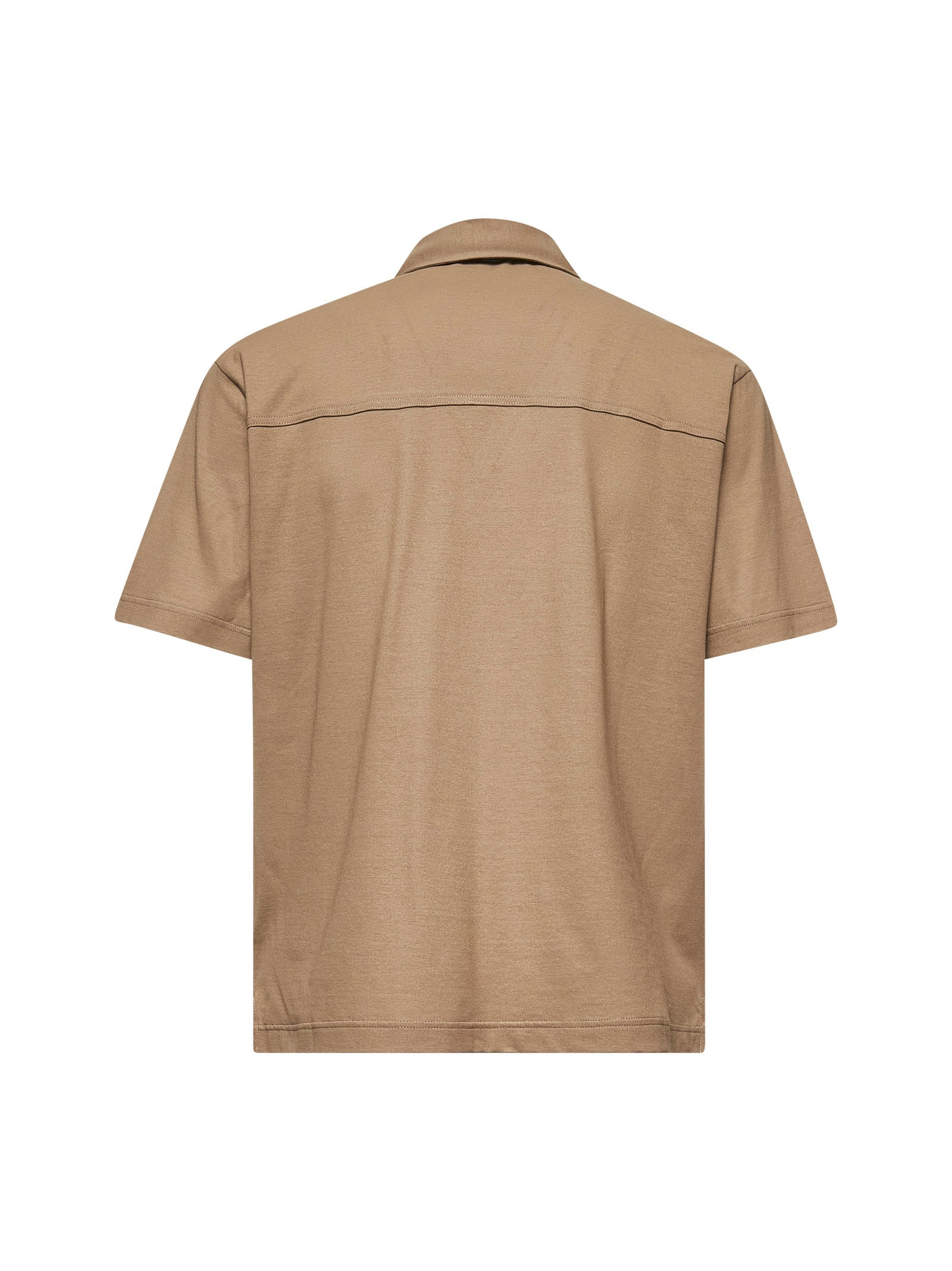 Dove grey crepe voile jersey bowling shirt - 2