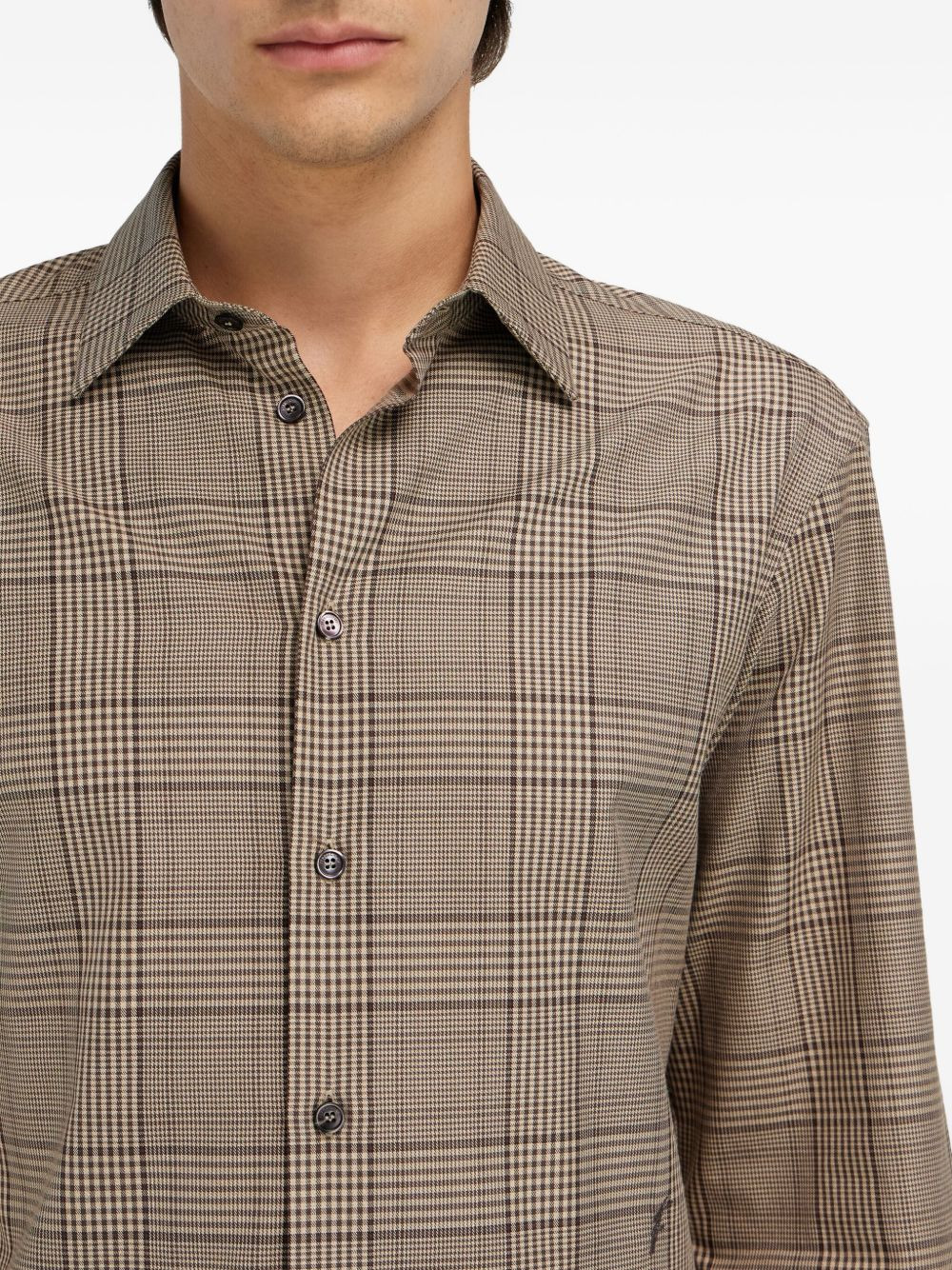 checked button-fastening shirt - 5