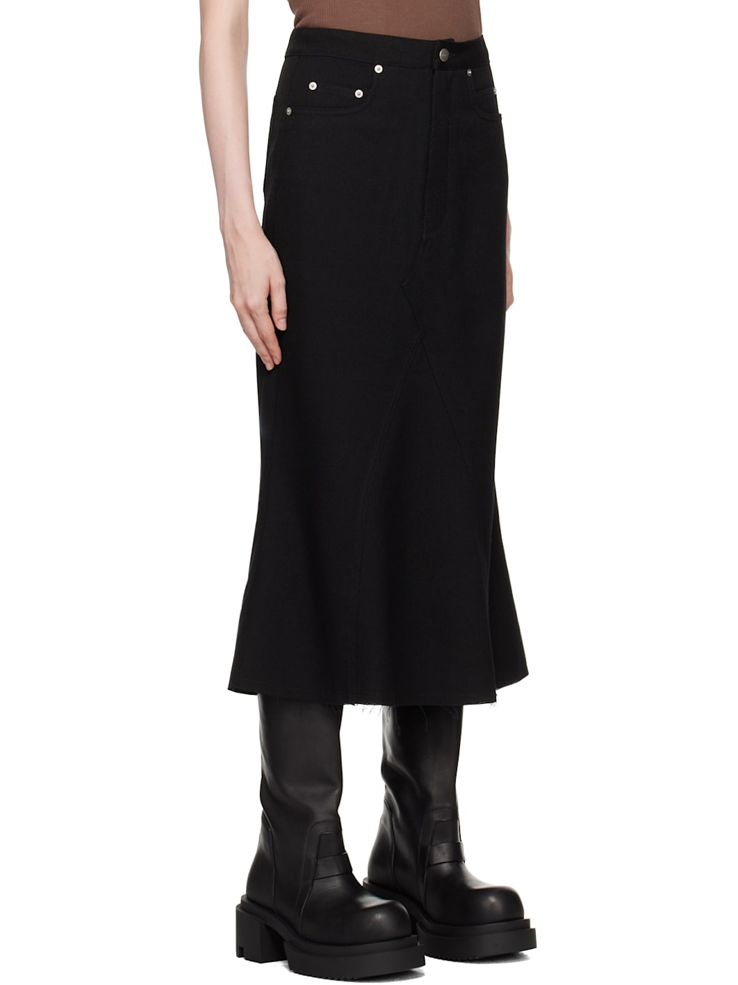 Black Porterville Godet Midi Skirt - 2