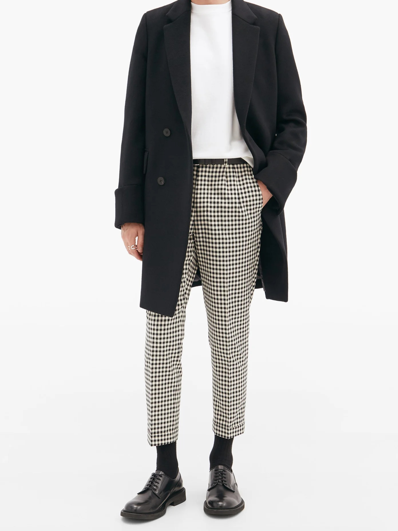 Checked pleated cotton trousers - 2