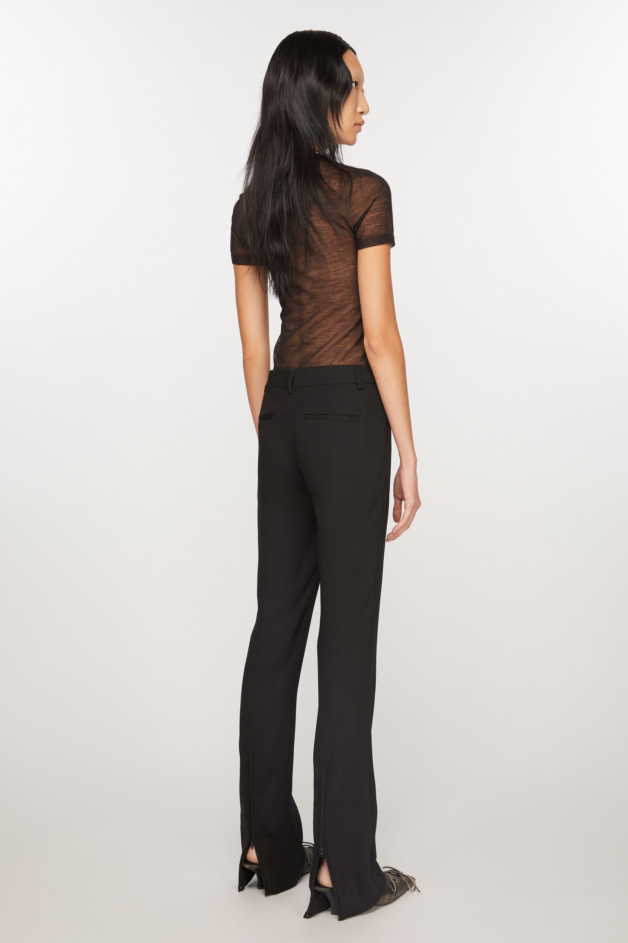 Tailored wool blend trousers - Black - 4