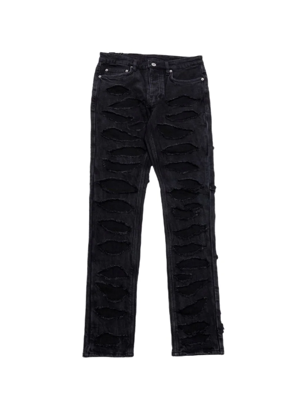 shredded straight-leg jeans - 1