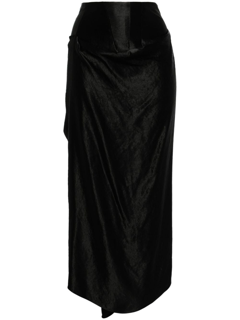 high-waisted satin midi skirt - 1