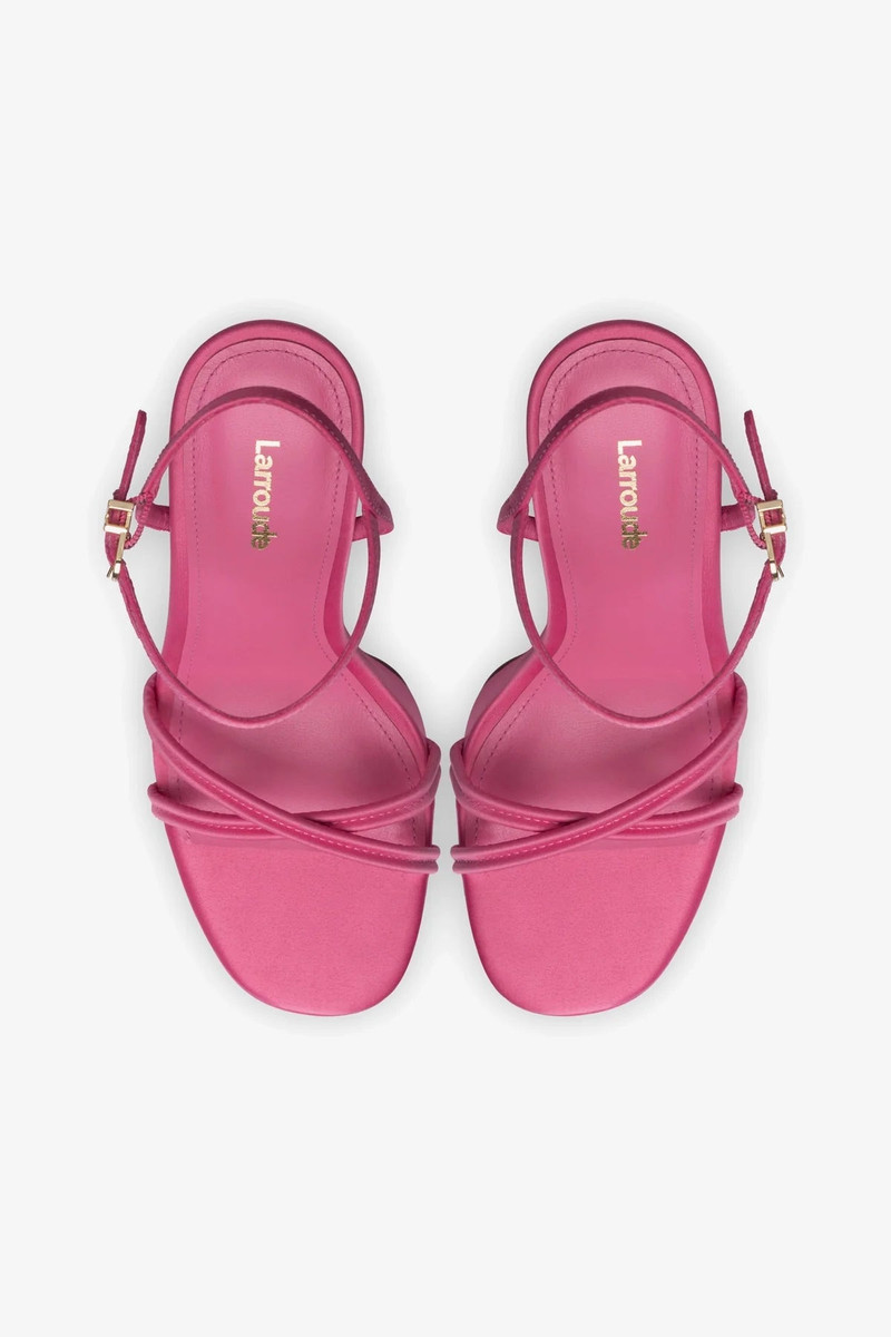 Annie Platform Sandal In Pink Satin 5