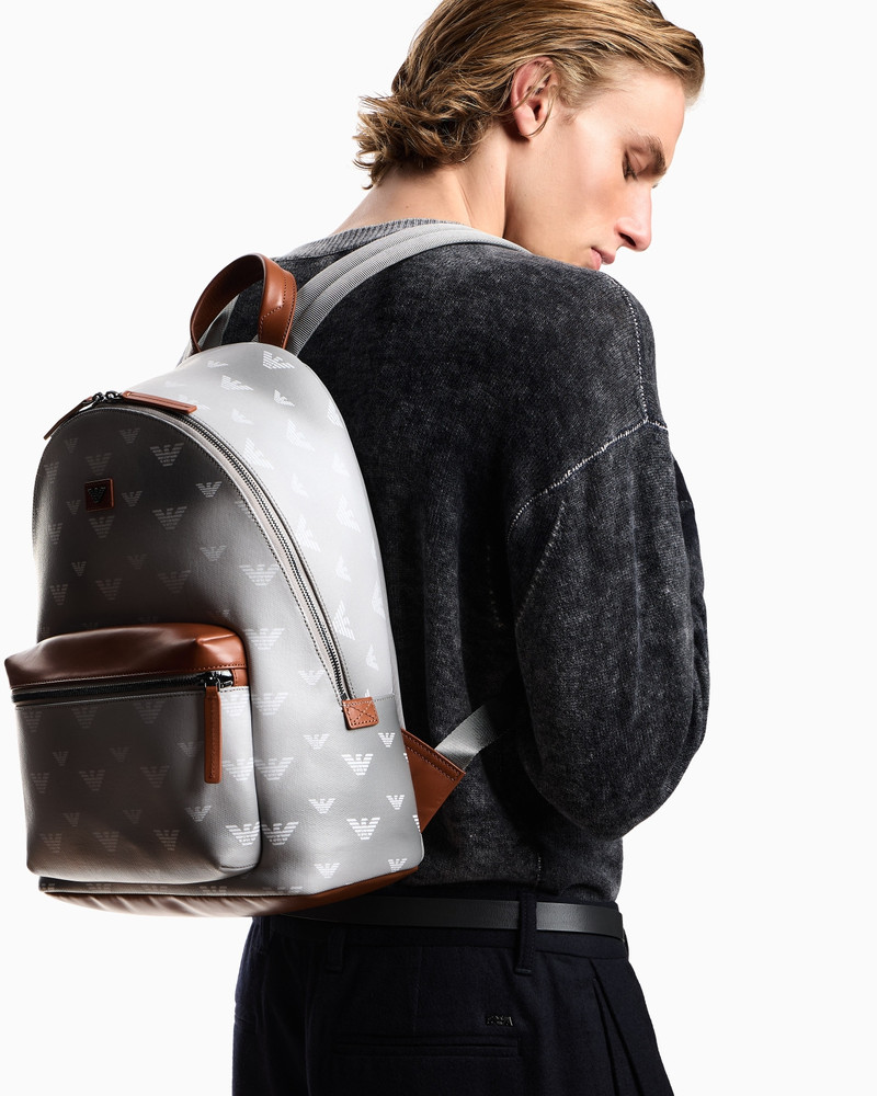 BACKPACK IN COATED CANVAS WITH ALL-OVER EAGLE 6