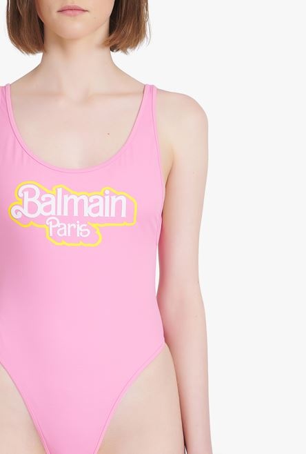 Balmain x Barbie - Light pink racerback one-piece with white Balmain Paris logo - 8