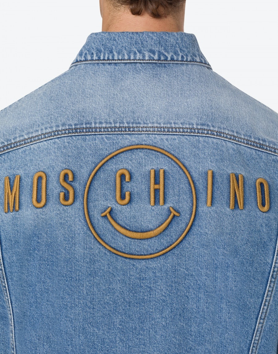 MOSCHINO SMILEY® EMBROIDERY BLUE DENIM JACKET - 4