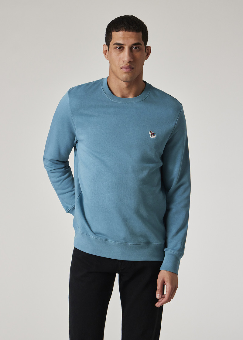 Teal Blue Organic Cotton 'Zebra' Badge Sweatshirt 5