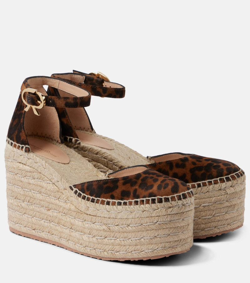 Leopard-print suede espadrille wedges - 1