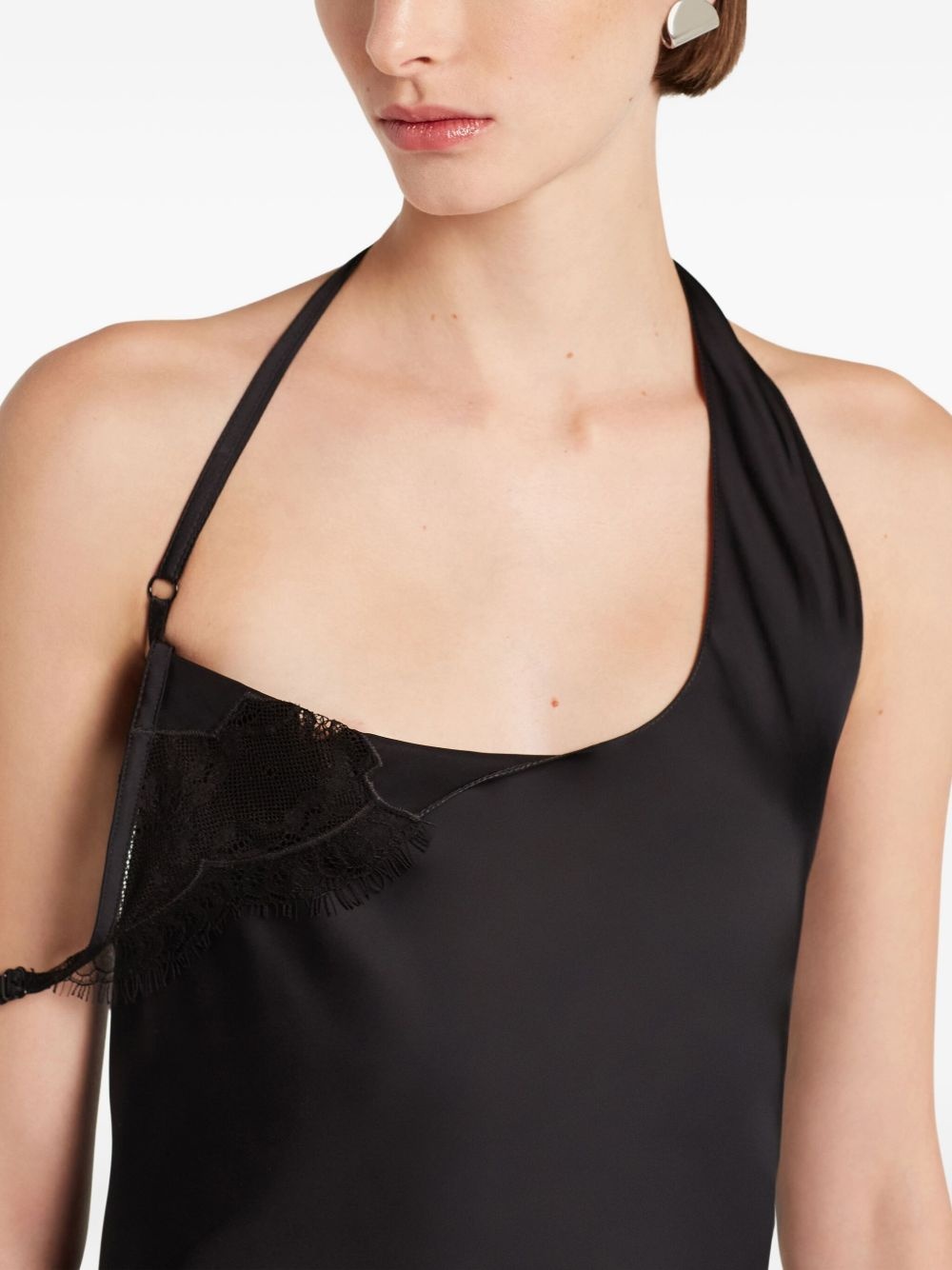 asymmetrical lace-trimmed dress - 5