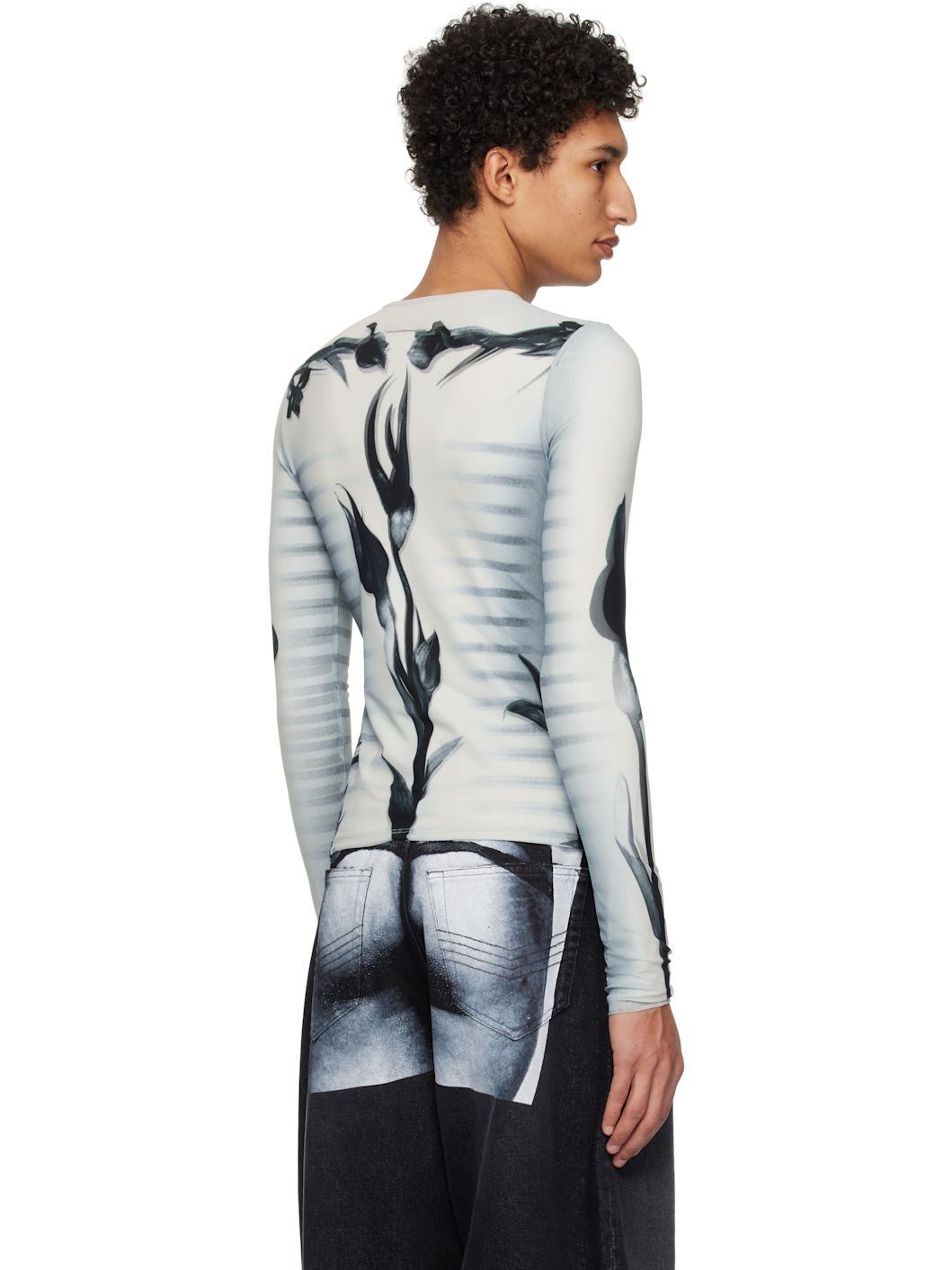 Off-White & Navy Flower Body Morphing T-shirt - 3