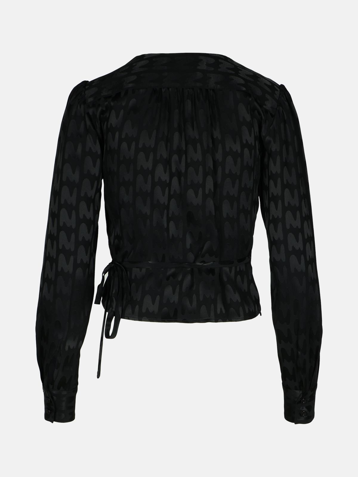 BLACK VISCOSE BLEND BLOUSE - 3