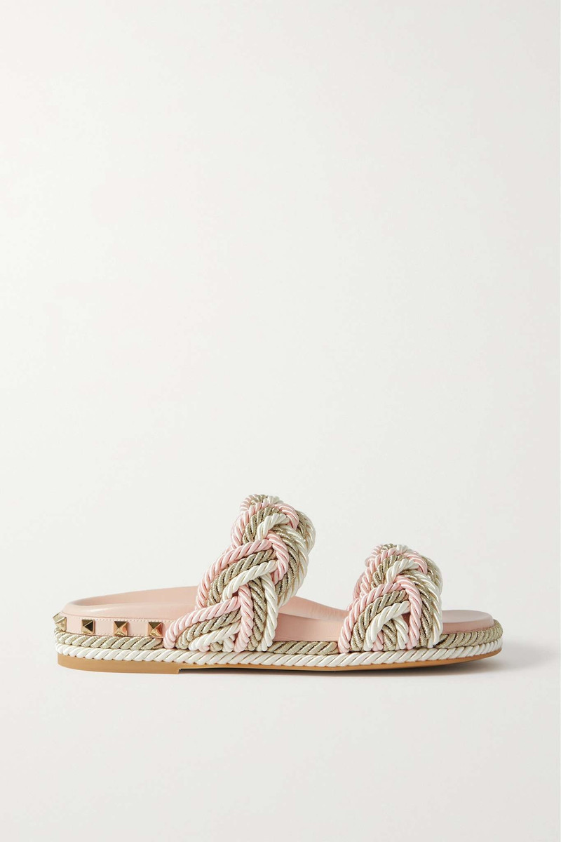 Valentino Garavani Rockstud Torchon braided rope sandals 1