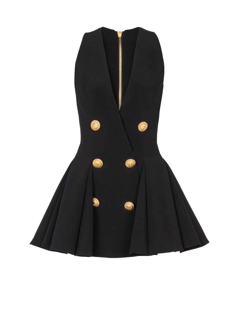Pleated flared crepe dress 1
