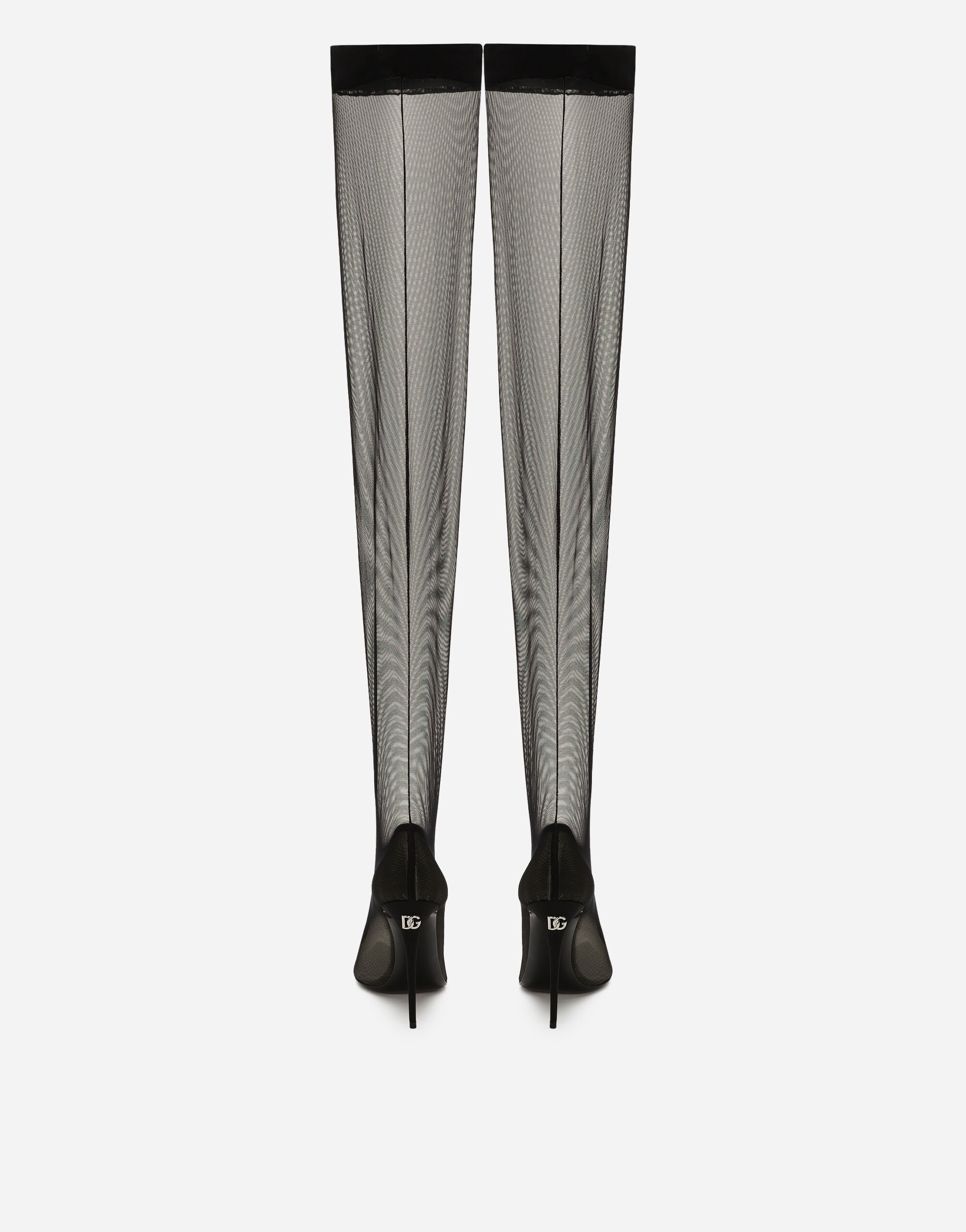 KIM DOLCE&GABBANA Stretch tulle thigh-high boots - 3