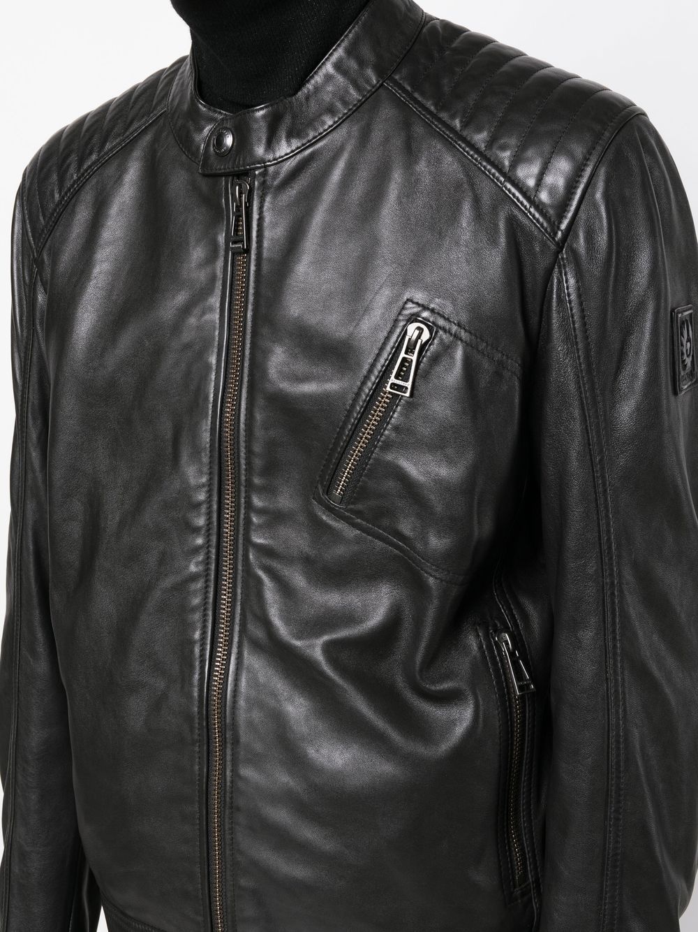 long-sleeve leather jacket - 5