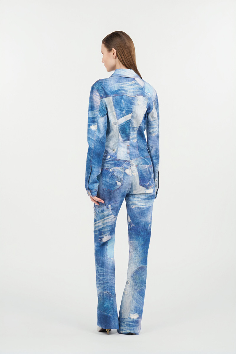 Patchwork Denim Jumpsuit 4