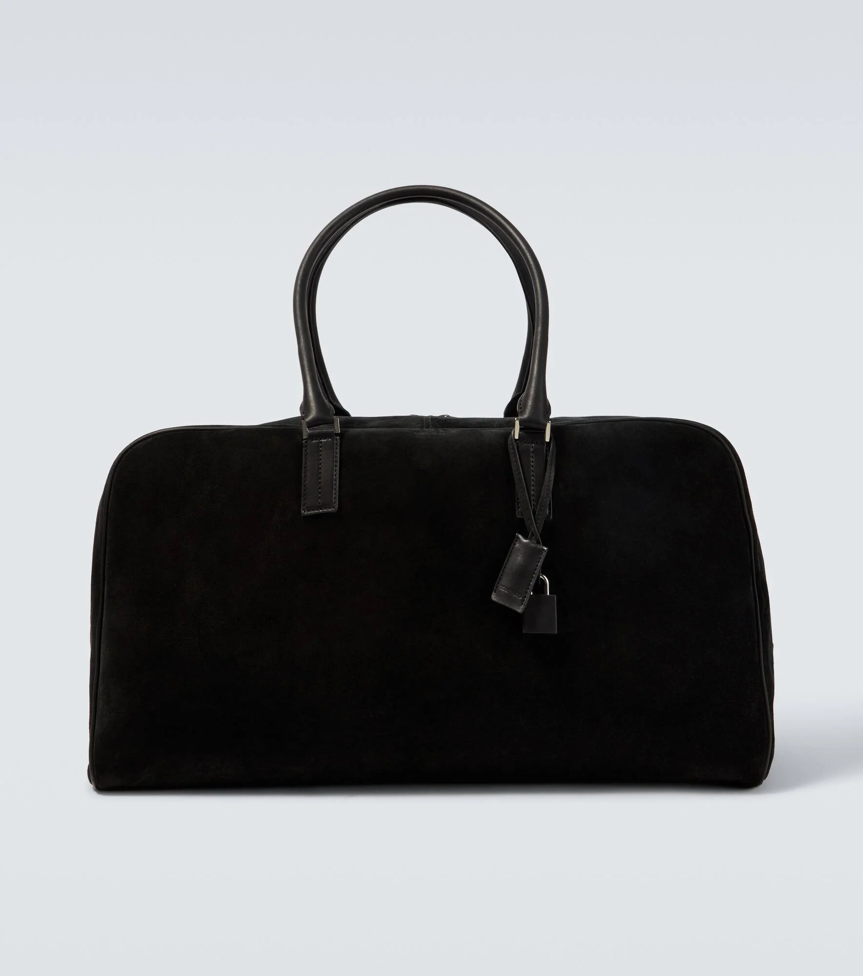 Leather-trimmed suede duffel bag - 1