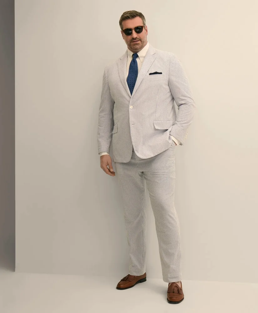 Big & Tall Cotton Seersucker Pants - 1