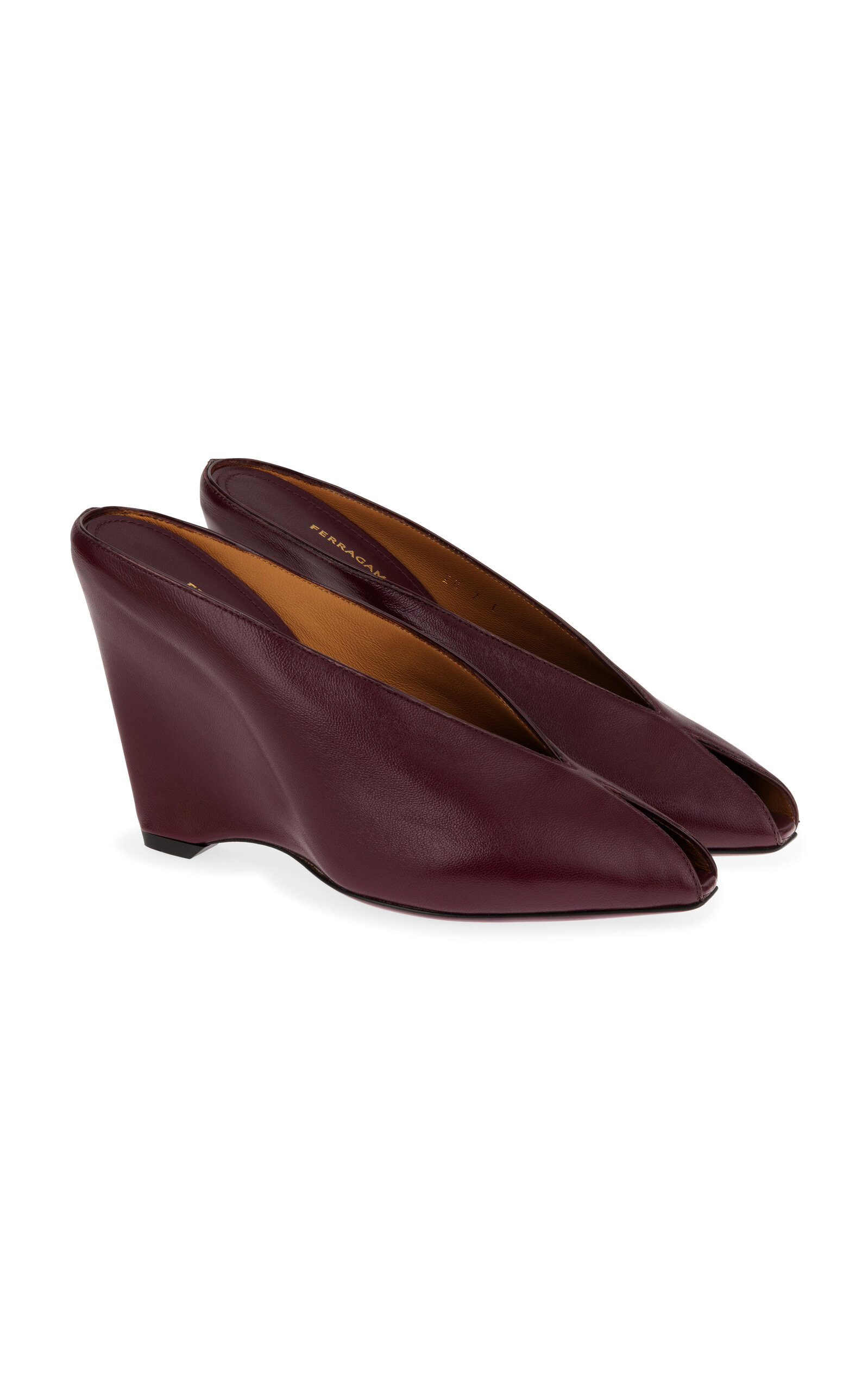 Alicia Leather Wedges Mules burgundy - 4