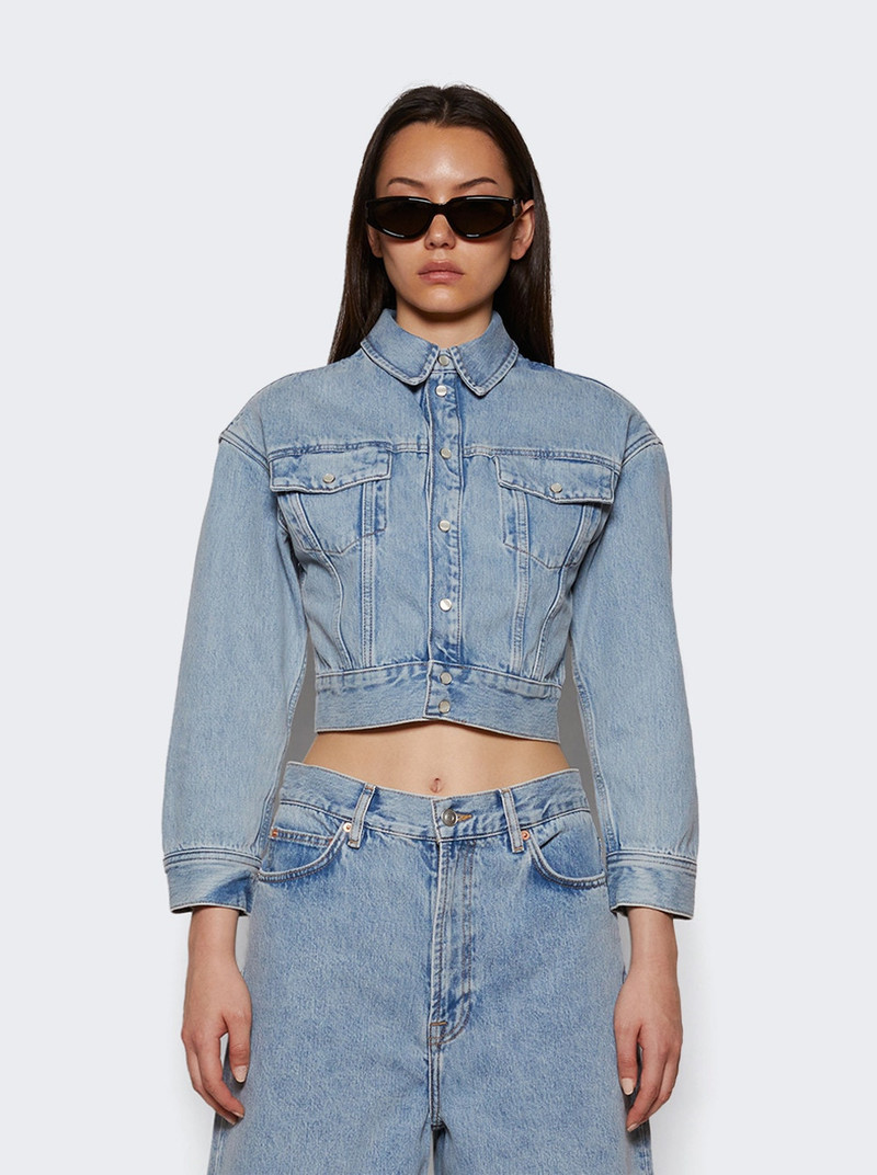 WARDROBE.NYC Denim Crop Jacket Blue outlook