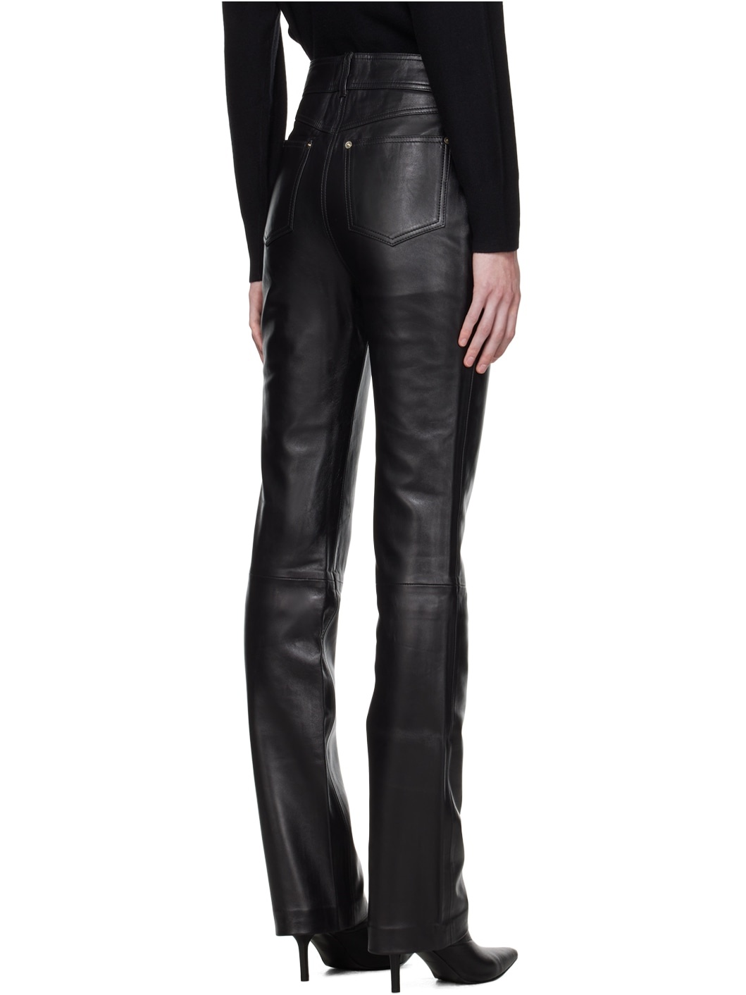 Black Rebecca Leather Pants - 5