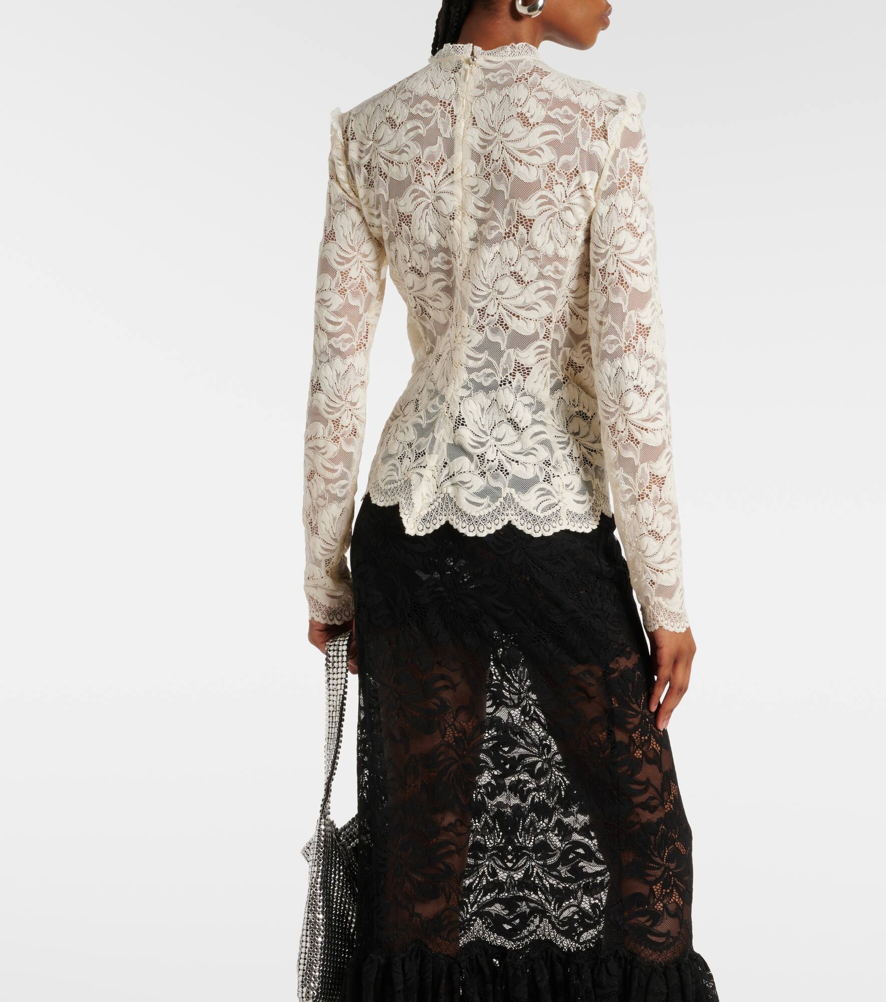 Pleated scalloped lace top - 3