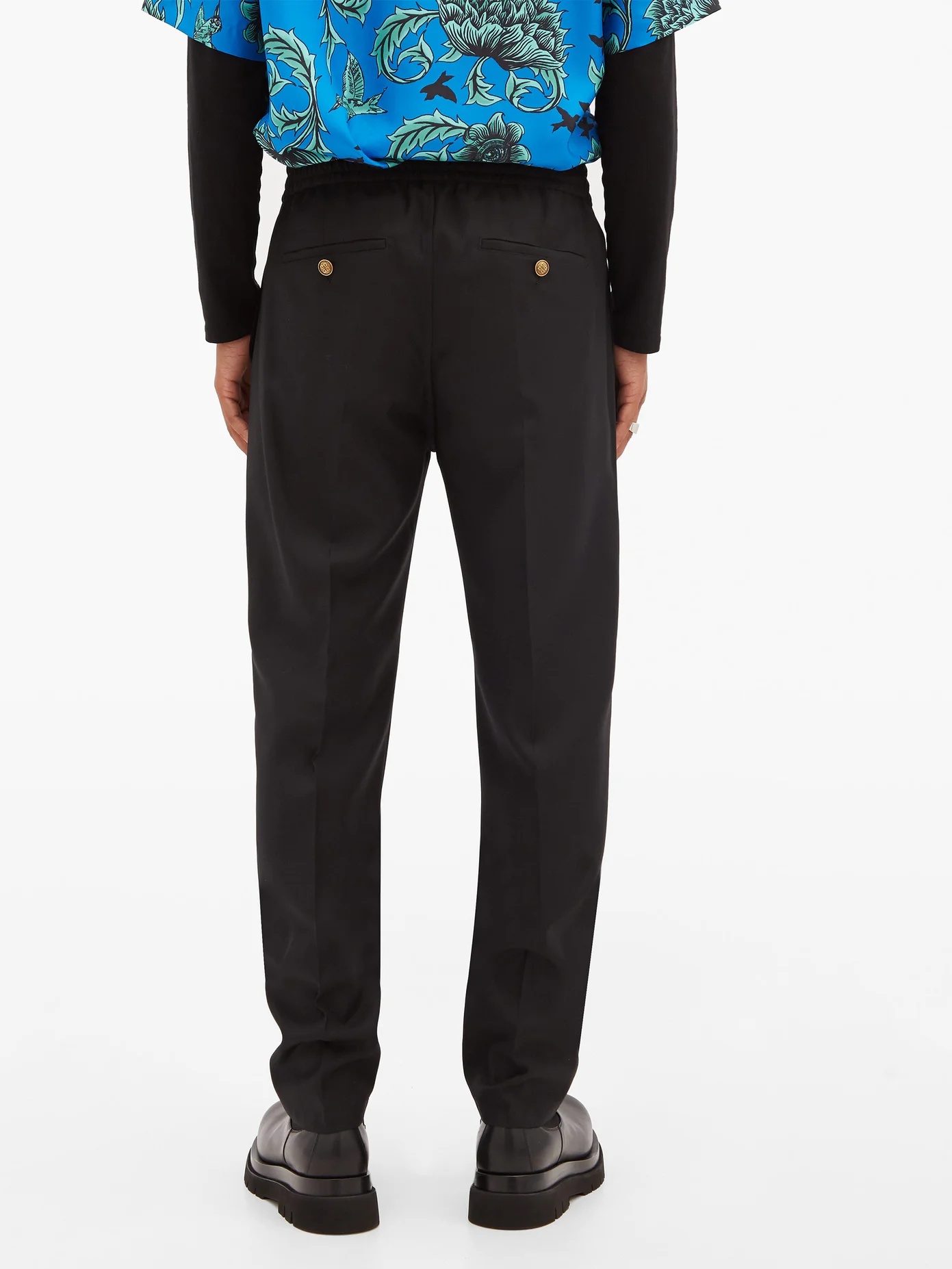 Logo-button wool track pants - 5