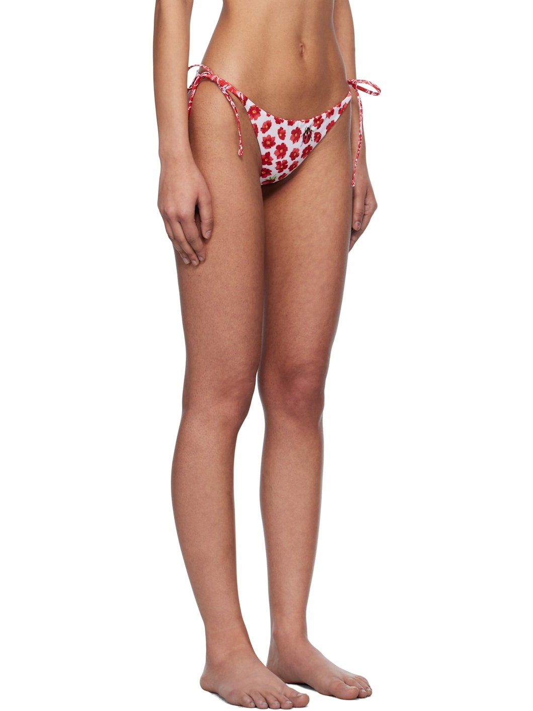 White & Red Strawberry Garden Bikini Bottom - 2