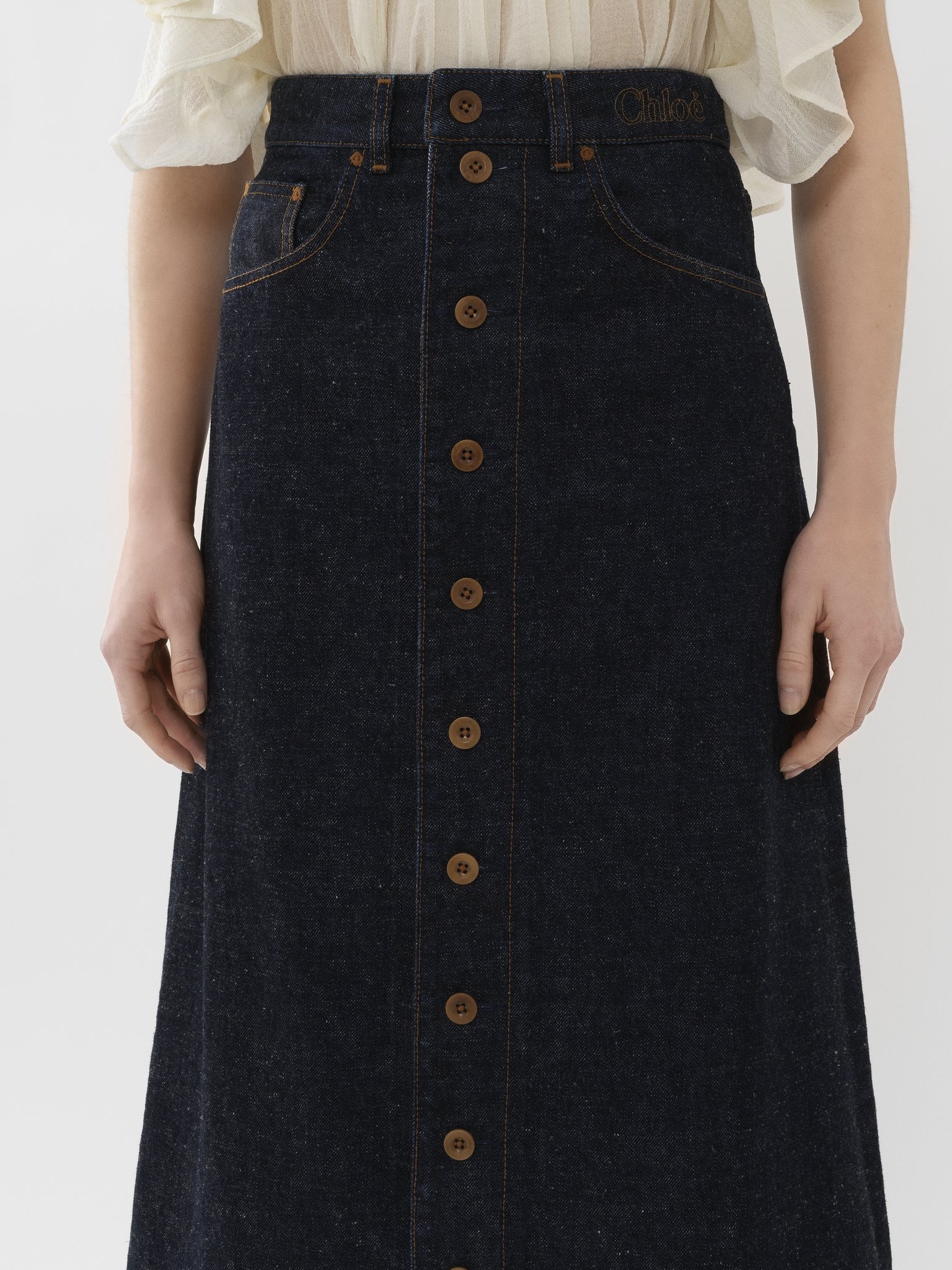 DENIM MID-LENGTH SKIRT - 6