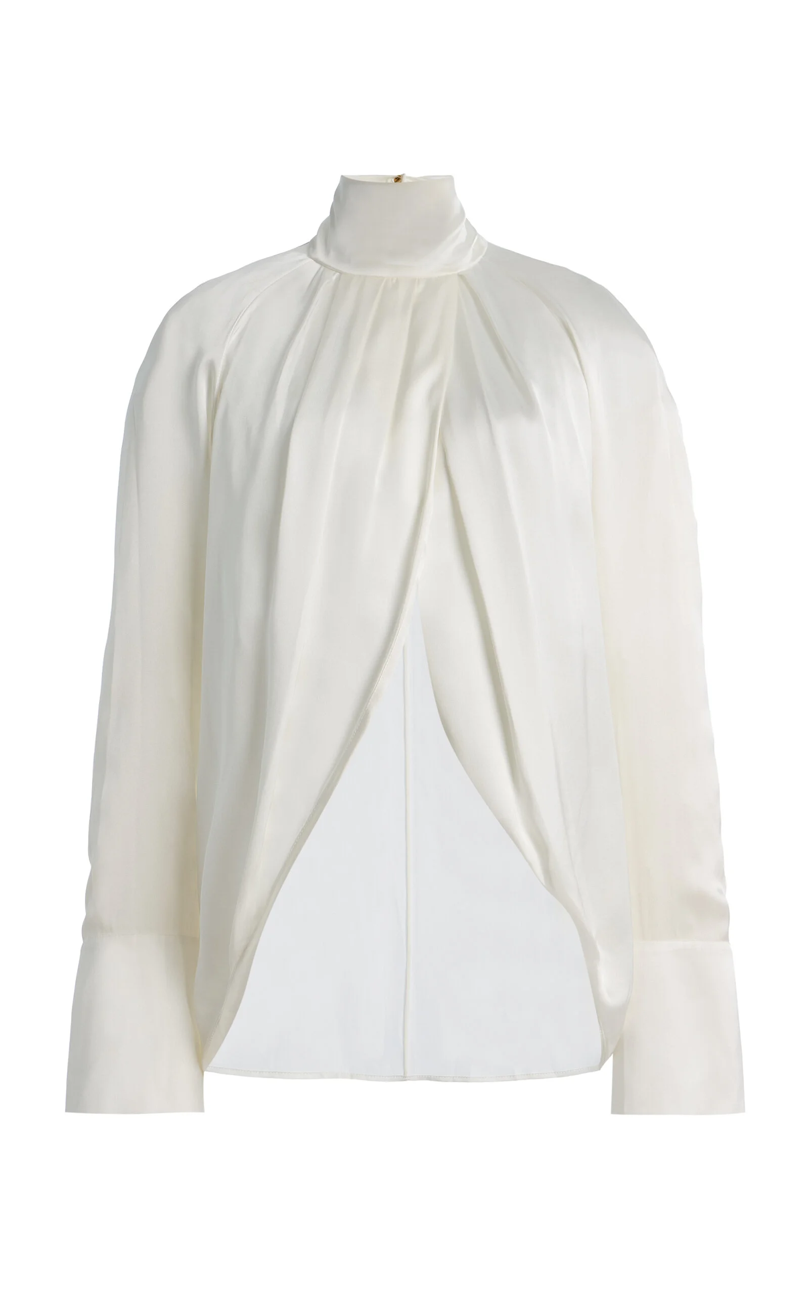 Draped Silk Blouse white - 1