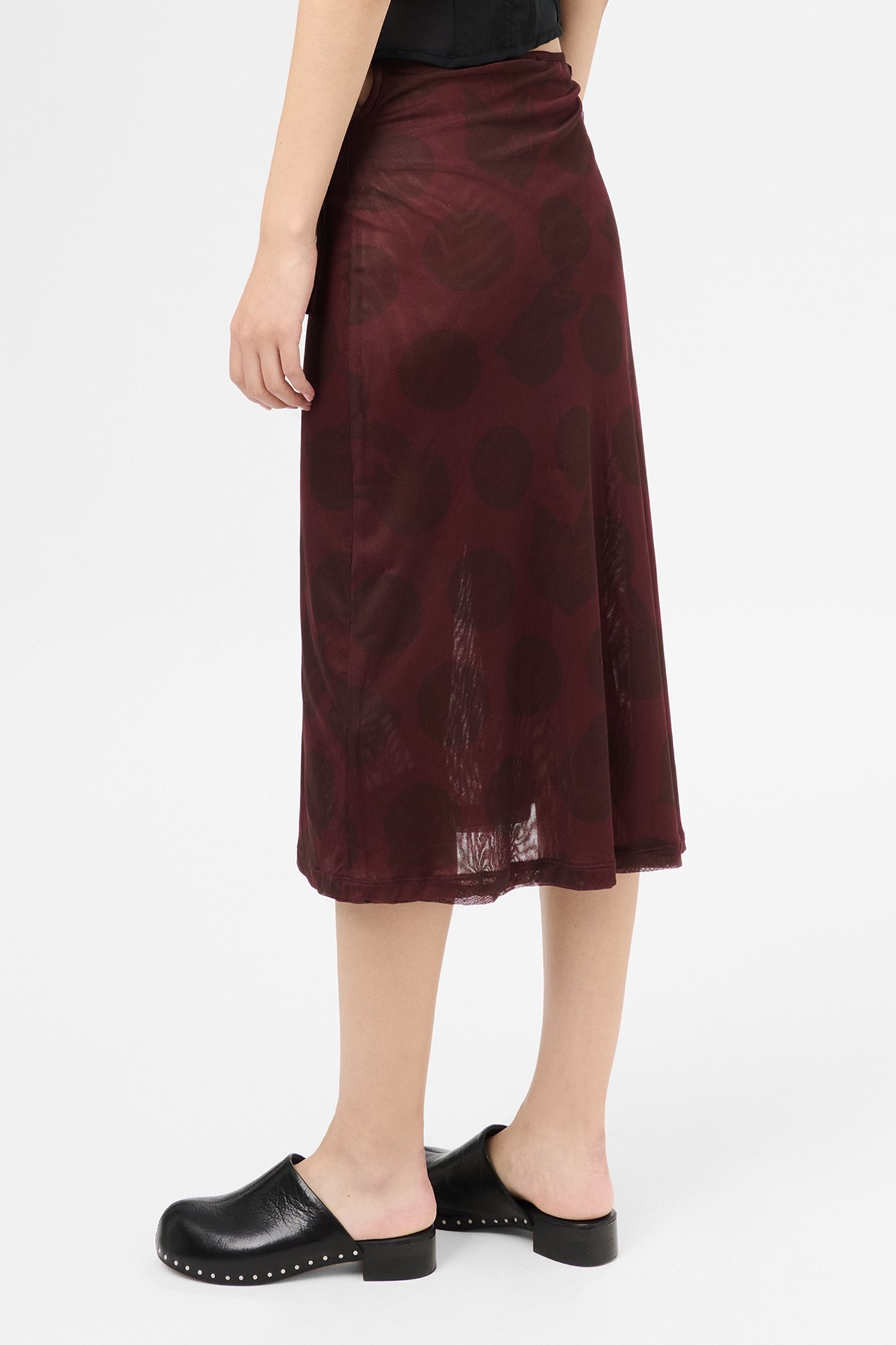 Ballon Skirt Dotted Pink Print Mesh - 7
