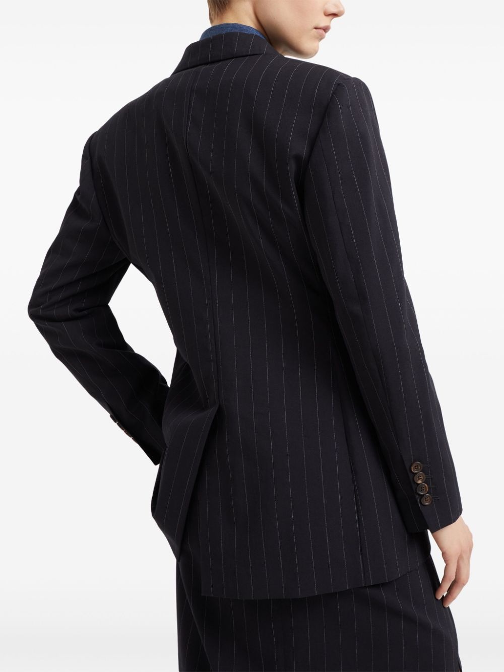 pinstripe Monili-trim blazer - 4
