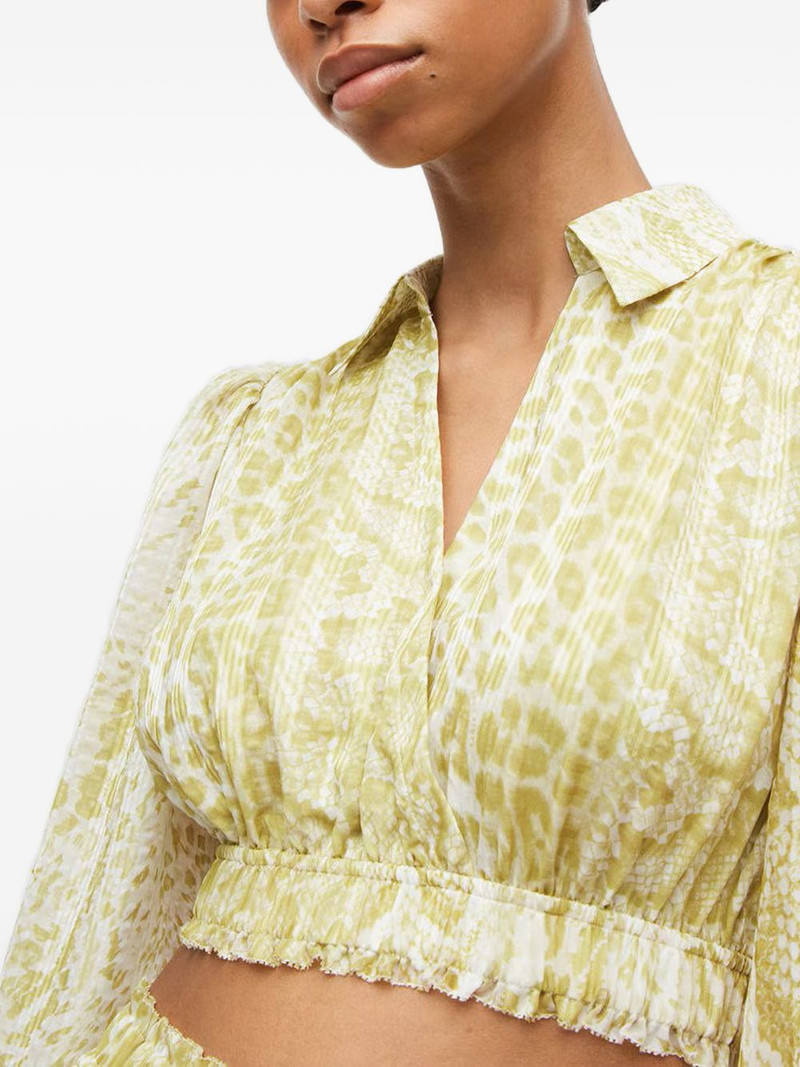 Clara Noche shirred snake-print top 4